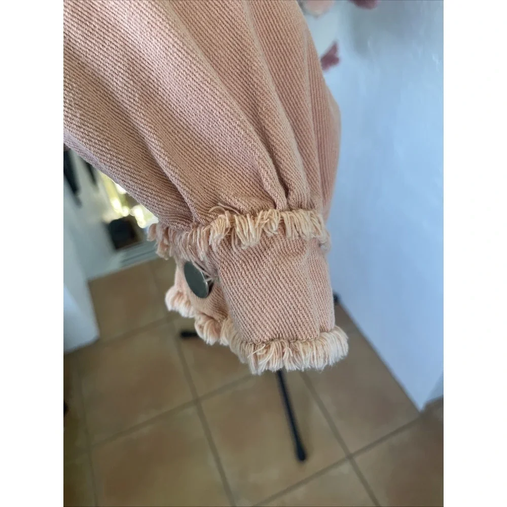 POL Pearl & Rhinestone NWOT Colorblock Pink & Raspberry Denim Jacket Oversized S - Picture 4 of 8